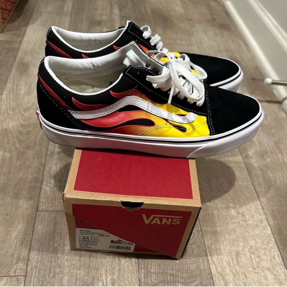 Vans Old Skool Black and Red Flame Sneakers